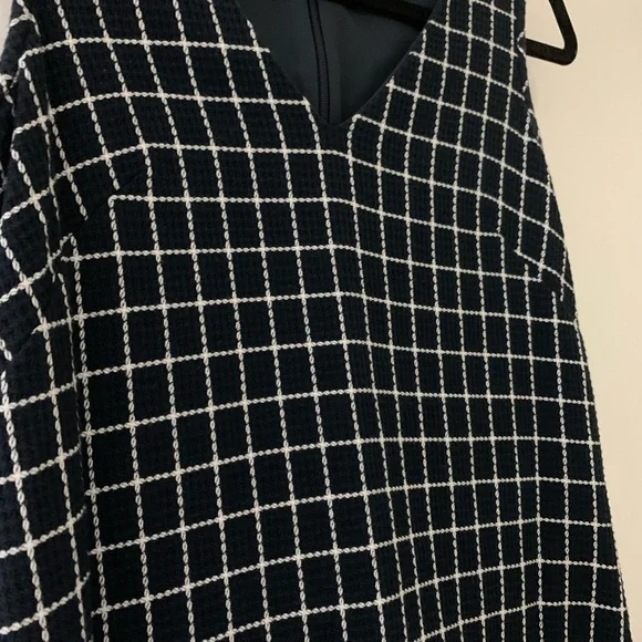 J. Crew Factory navy blue and white windowpane sleeveless mini shift dress - Picture 4 of 5